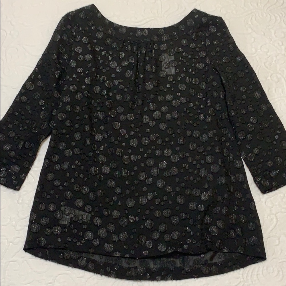 Loft Black Dressy Top 3/4 sleeves Size Small NEW